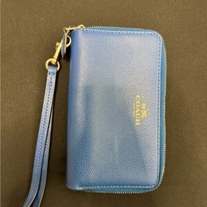 Coach Royal Blue Leather Wristlet